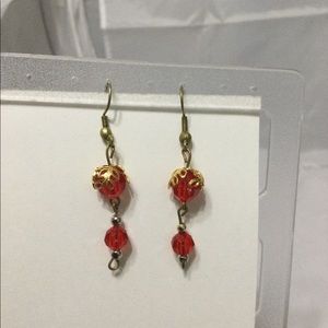Vintage Red & Gold Wire Dangles